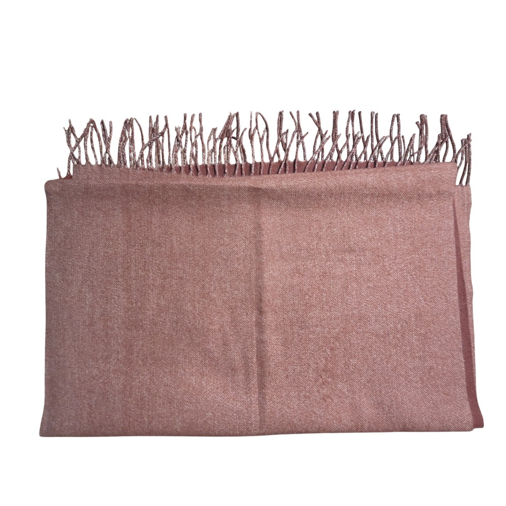 Cashmere Scarf Soft Fringe Wrap Shawl Rust Terracotta Solid Twill Quiet Luxury